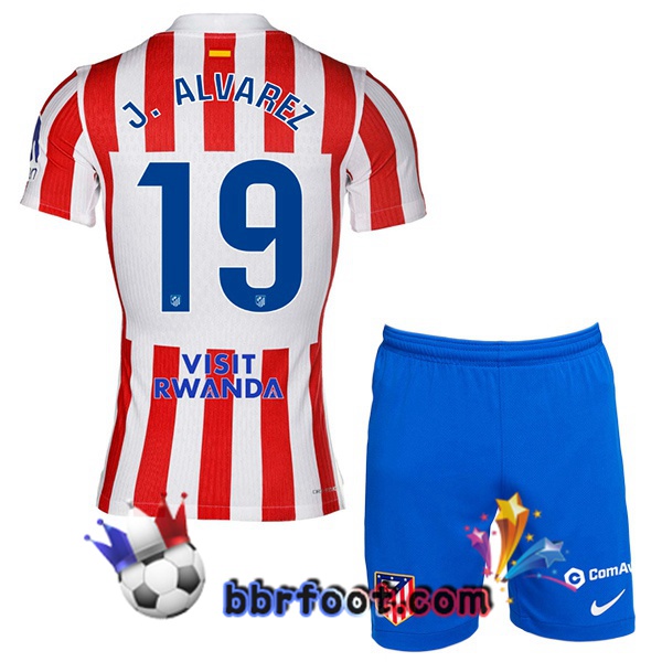 Maillot Foot Atletico Madrid (J. ALVAREZ 19) Enfant Domicile Rouge 2025/2026