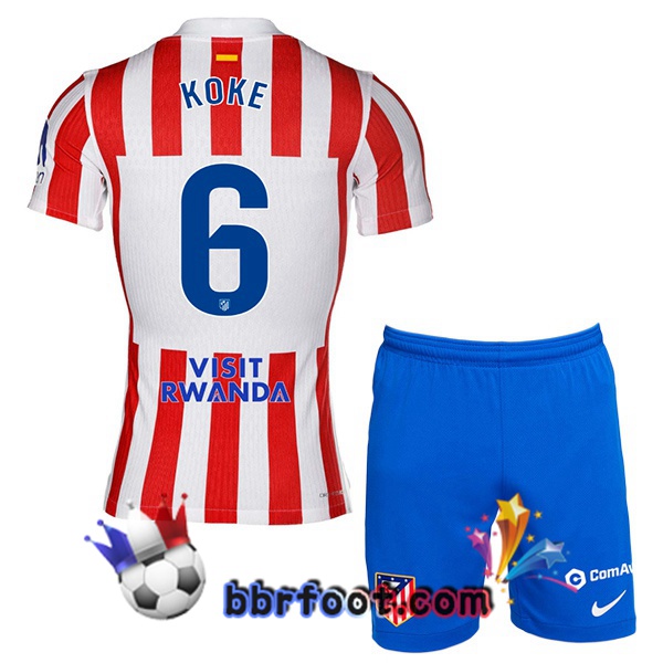 Maillot Foot Atletico Madrid (KOKE 6) Enfant Domicile Rouge 2025/2026