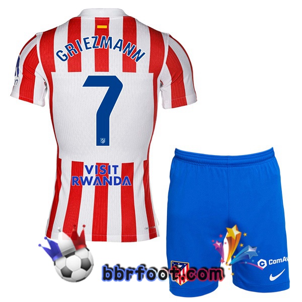 Maillot Foot Atletico Madrid (GRIEZMANN 7) Enfant Domicile Rouge 2025/2026