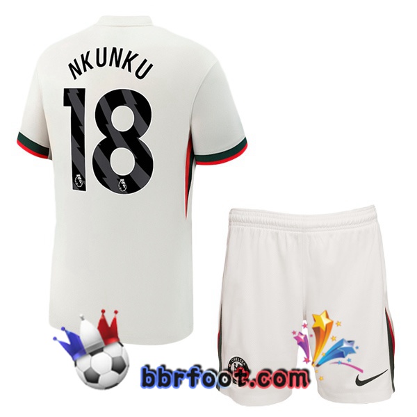 Maillot Foot FC Chelsea (Nkunku 18) Enfant Exterieur Blanc 2025/2026 Maillot Foot FC Chelsea (Nkunku 18) Enfant Exterieur Blanc 2025/2026