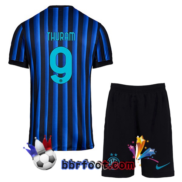 Maillot Foot Inter Milan (THURAM 9) Enfant Domicile Bleu Noir 2025/2026