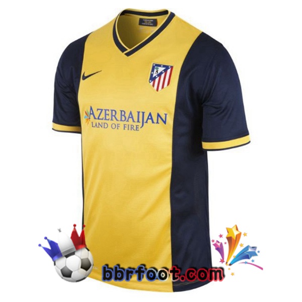 Maillot Foot Atletico Madrid Retro Exterieur Jaune 2013-2014