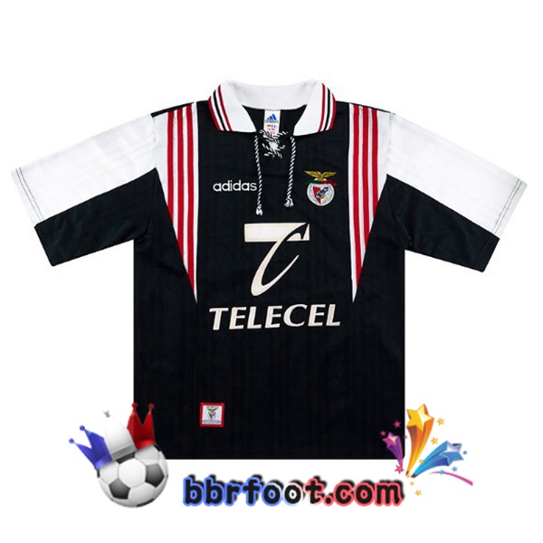 Maillot Foot S.L Benfica Retro Exterieur Noir Blanc 1997-1998