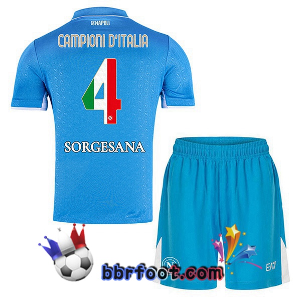 Maillot Foot SSC Naples Campioni D'Italia Enfant Domicile Bleu 2024/2025