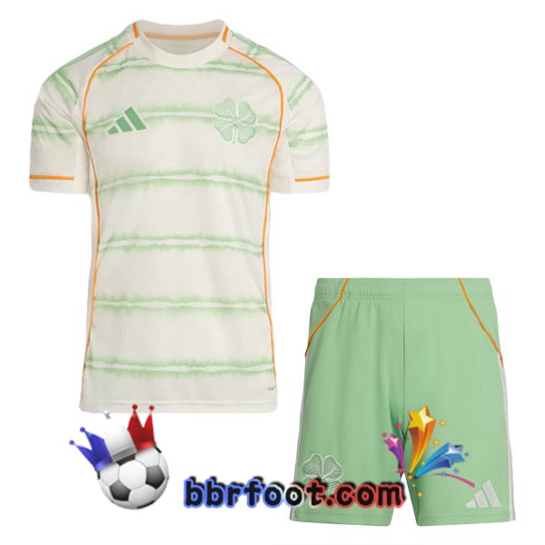 Maillot Foot Celtic FC Enfant Third Vert Blanc 2025/2026