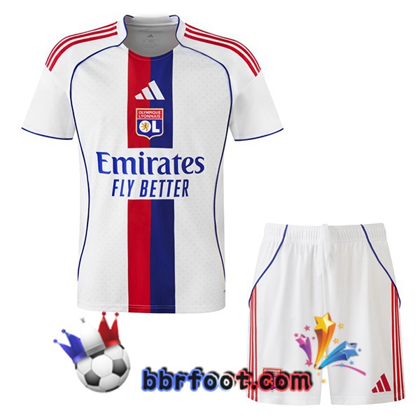 Maillot Foot Lyon OL Enfant Domicile Blanc 2025/2026