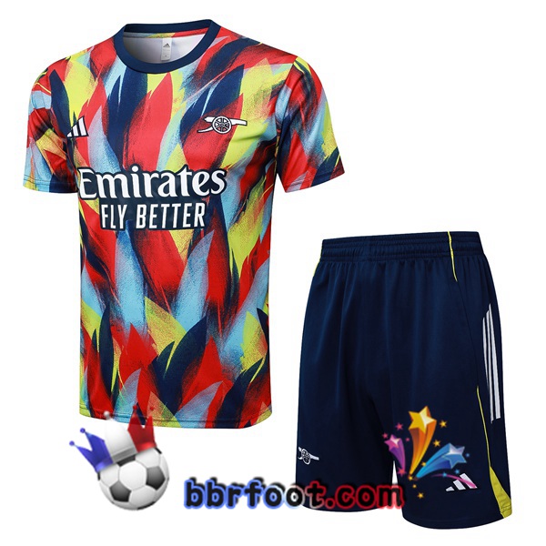 Ensemble Training T-Shirts Arsenal + Shorts Rouge Bleu 2025/2026