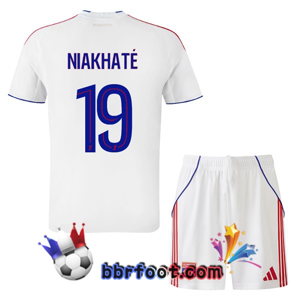 Maillot Foot Lyon OL (NIAKHATÉ 19) Enfant Domicile Blanc 2025/2026