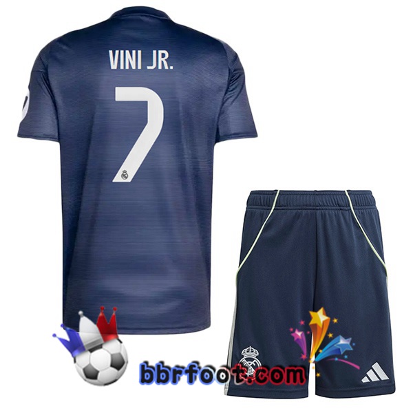Maillot Foot Real Madrid (Vini Jr. 7) Enfant Exterieur Bleu Royal 2025/2026