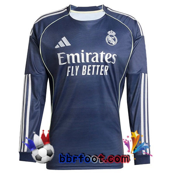 Maillot Foot Real Madrid Exterieur Manche longue Bleu Royal 2025/2026