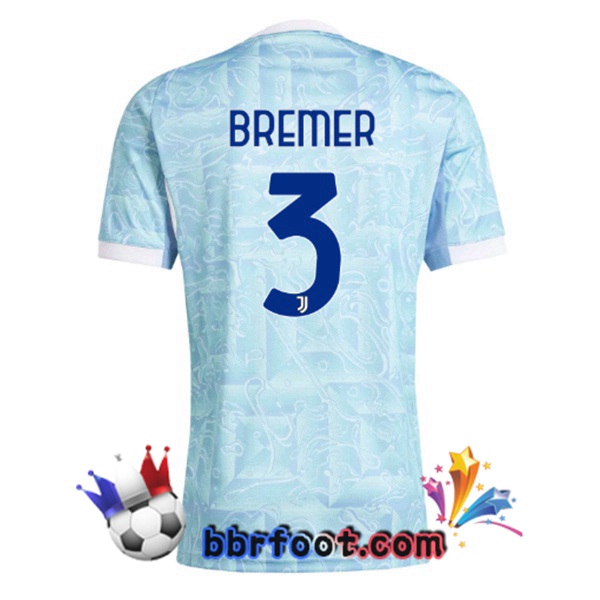 Maillot Foot Juventus (BREMER 3) Exterieur Bleu Blanc 2025/2026