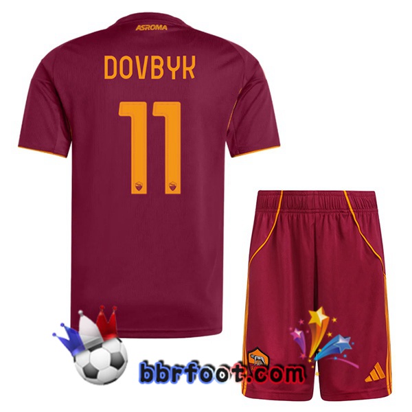 Maillot Foot AS Roma (DOVBYK 11) Enfant Domicile Rouge 2025/2026