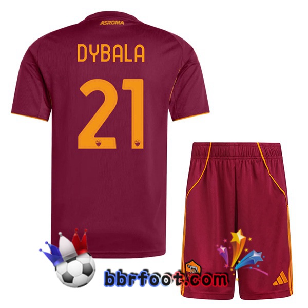 Maillot Foot AS Roma (DYBALA 21) Enfant Domicile Rouge 2025/2026