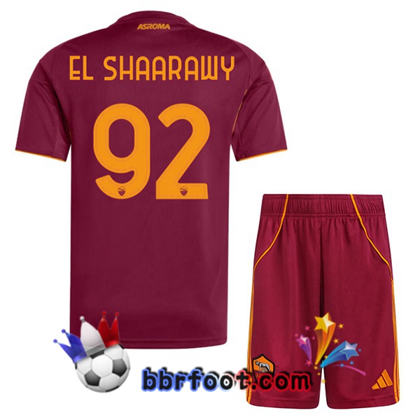 Maillot Foot AS Roma (EL SHAARAWY 92) Enfant Domicile Rouge 2025/2026