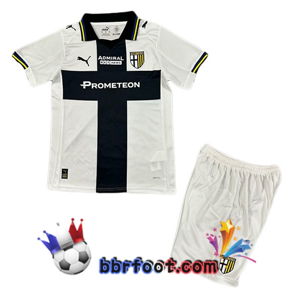 Maillot Foot Parma Calcio Enfant Domicile Blanc Noir 2025/2026