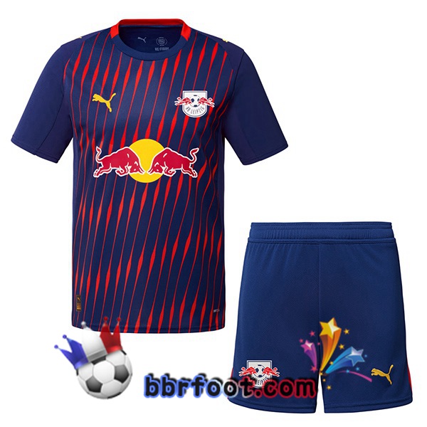 Maillot Foot RB Leipzig Enfant Exterieur Rouge Bleu Royal 2025/2026