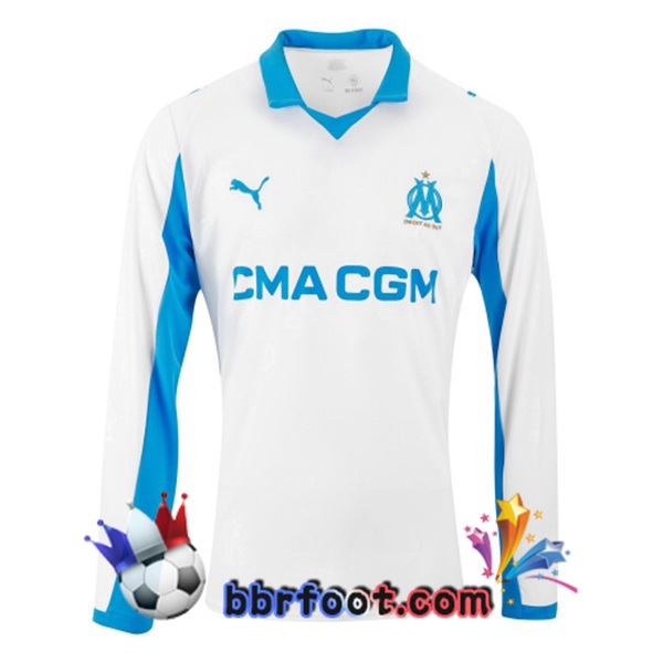 Maillot Foot Marseille OM Domicile Manche longue Blanc 2025/2026