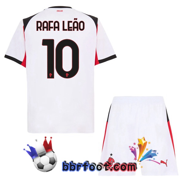 Maillot Foot AC Milan (Rafa Leão 10) Enfant Exterieur Blanc 2025/2026