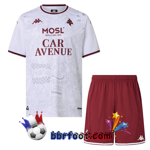 Maillot Foot FC Metz Enfant Exterieur Blanc 2025/2026