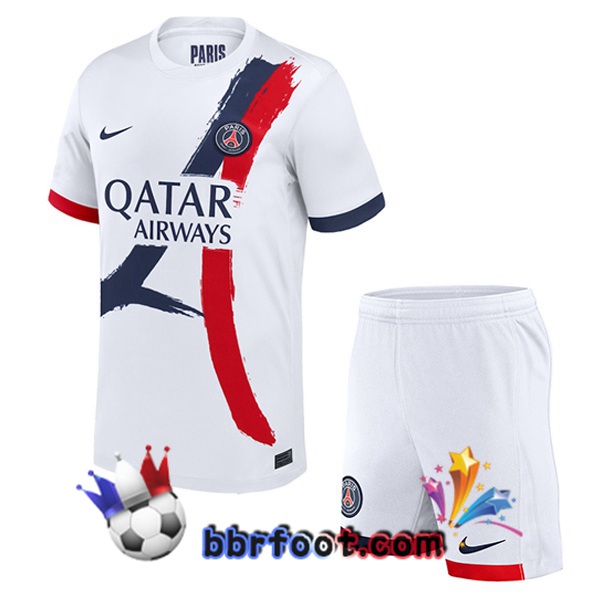 Maillot Foot Paris PSG Enfant Exterieur Blanc 2025/2026