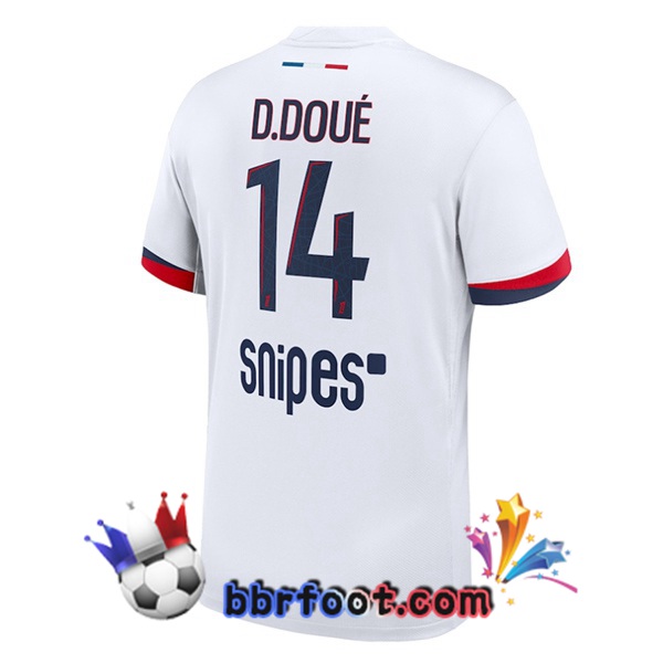 Maillot Foot Paris PSG (D. Doué 14) Exterieur Blanc 2025/2026