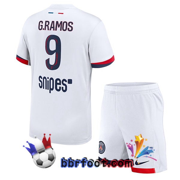 Maillot Foot Paris PSG (G. Ramos 9) Enfant Exterieur Blanc 2025/2026