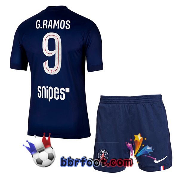 Maillot Foot Paris PSG (G. Ramos 9) Enfant Domicile Bleu Royal 2025/2026