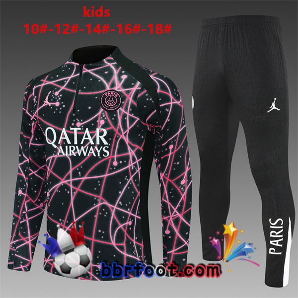 Survetement Foot Jordan Paris PSG Enfant Noir Rose 2025/2026