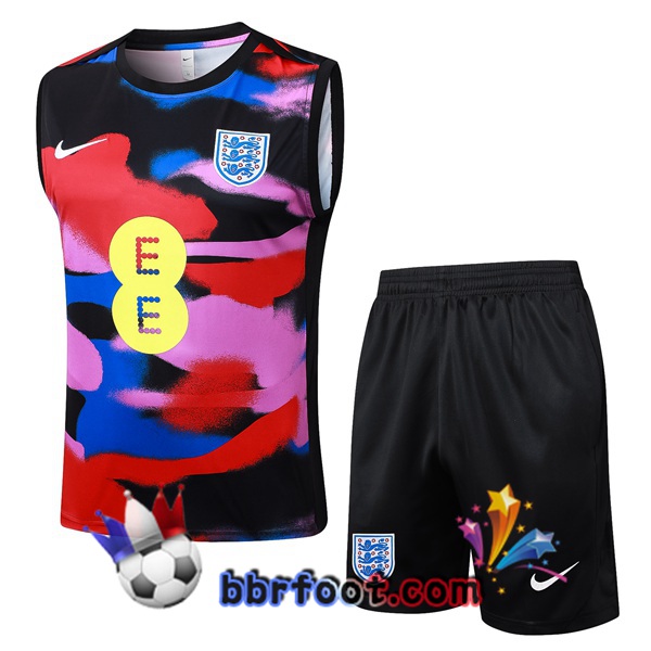 Gilet Foot Angleterre + Shorts Rouge Noir Bleu 2025/2026