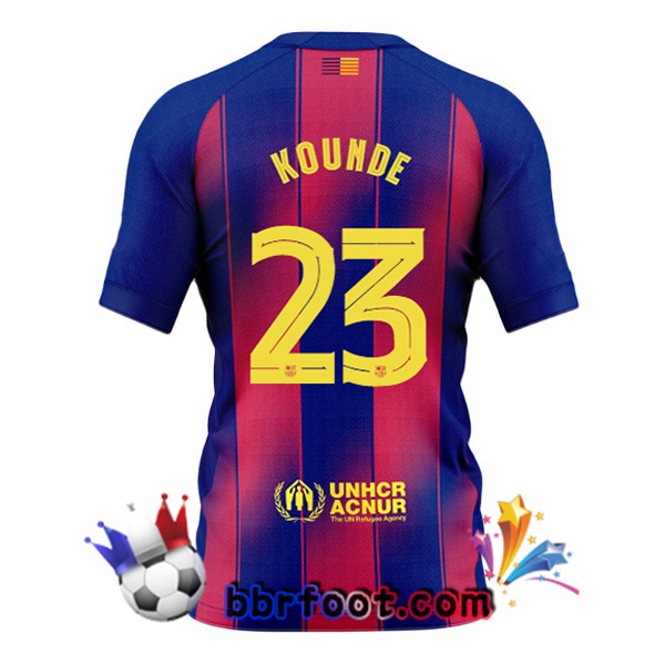 Maillot Foot FC Barcelone (KOUNDE 23) Domicile Bleu Rouge 2025/2026