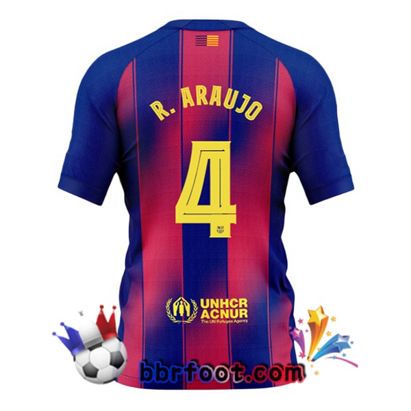 Maillot Foot FC Barcelone (R. ARAUJO 4) Domicile Bleu Rouge 2025/2026
