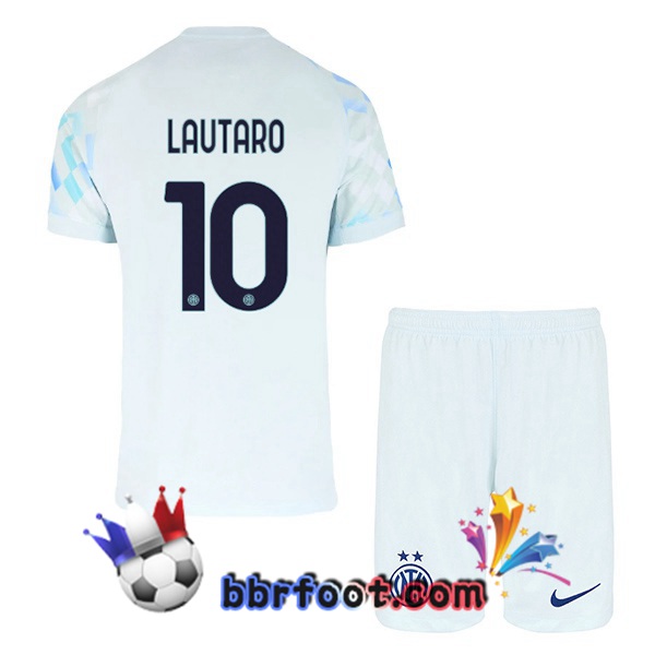 Maillot Foot Inter Milan (LAUTARO 10) Enfant Exterieur Blanc Bleu 2025/2026