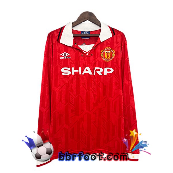 Maillot Foot Manchester United Retro Domicile Manche Longue Rouge 1992-1994