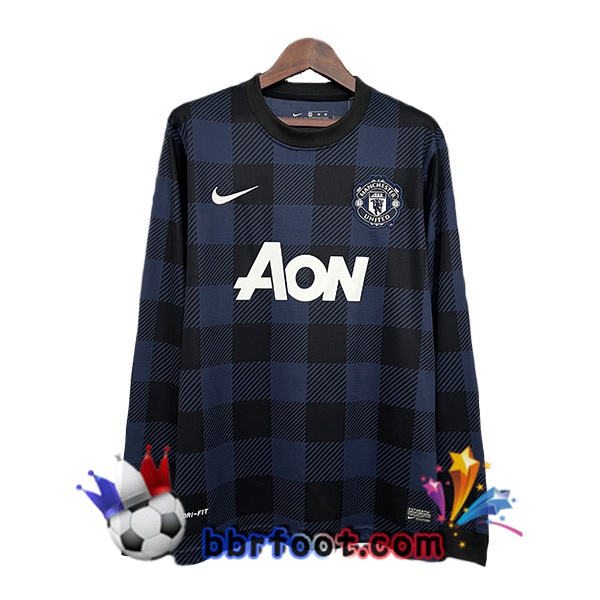 Maillot Foot Manchester United Retro Exterieur Manche Longue Noir 2013-2014