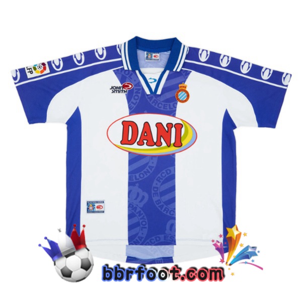 Maillot Foot RCD Espanyol Retro Domicile Bleu Blanc 1999-2000