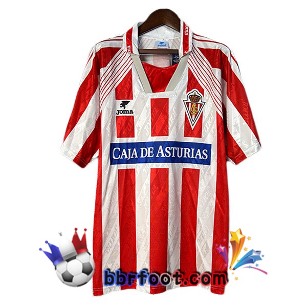 Maillot Foot Sporting Gijon Retro Domicile Blanc Rouge 1994-1995