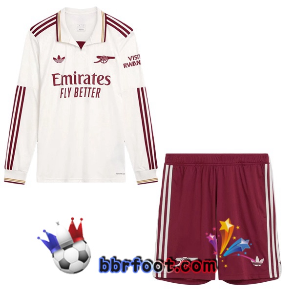 Maillot Foot Arsenal Enfant Third Manche longue Blanc 2025/2026 Maillot Foot Arsenal Enfant Third Manche longue Blanc 2025/2026