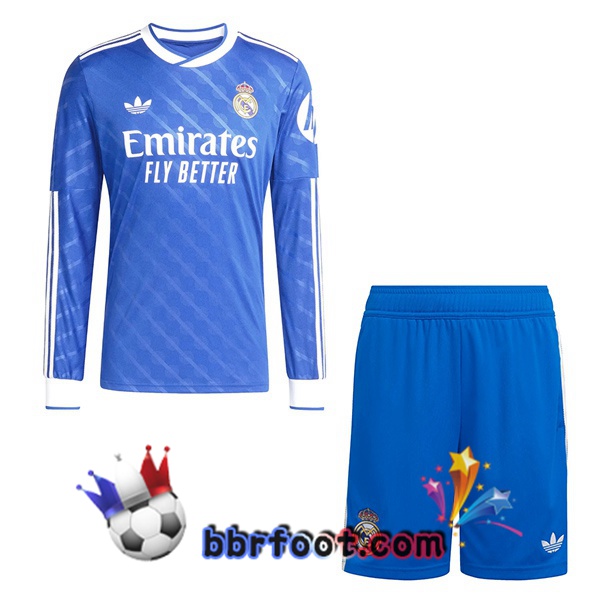 Maillot Foot Real Madrid Enfant Third Manche longue Bleu 2025/2026