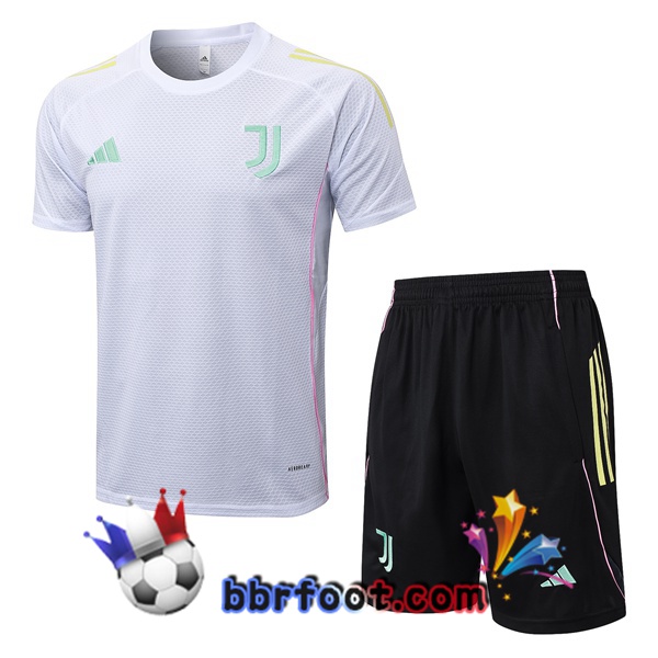 Ensemble Training T-Shirts Juventus + Shorts Blanc 2025/2026