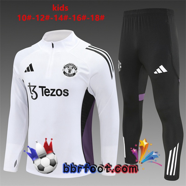 Survetement Foot Manchester United Enfant Blanc 2025/2026 Survetement Foot Manchester United Enfant Blanc 2025/2026