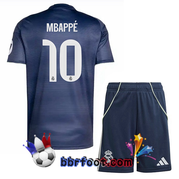 Maillot Foot Real Madrid (Mbappé 10) Enfant Exterieur Bleu Royal 2025/2026