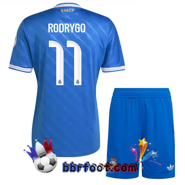 Maillot Foot Real Madrid (Rodrygo 11) Enfant Third Bleu 2025/2026