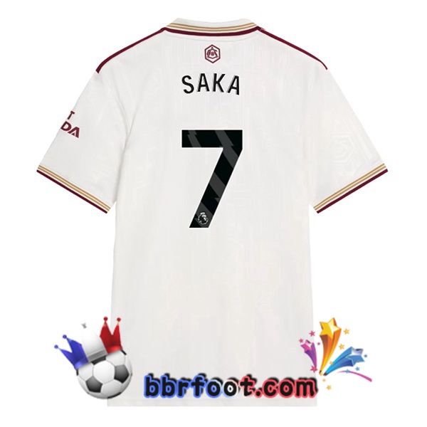 Maillot Foot Arsenal (SAKA 7) Third Blanc 2025/2026