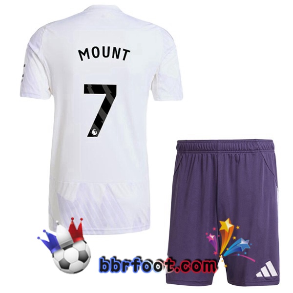 Maillot Foot Manchester United (MOUNT 7) Enfant Exterieur Blanc 2025/2026