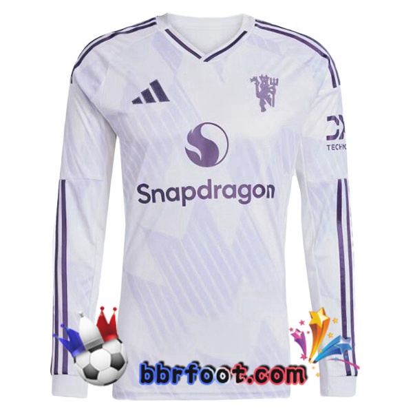 Maillot Foot Manchester United Exterieur Manche longue Blanc 2025/2026