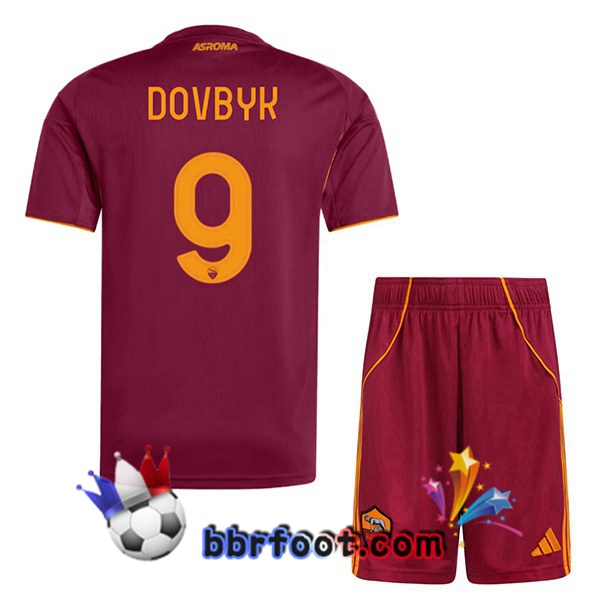 Maillot Foot AS Roma (DOVBYK 9) Enfant Domicile Rouge 2025/2026