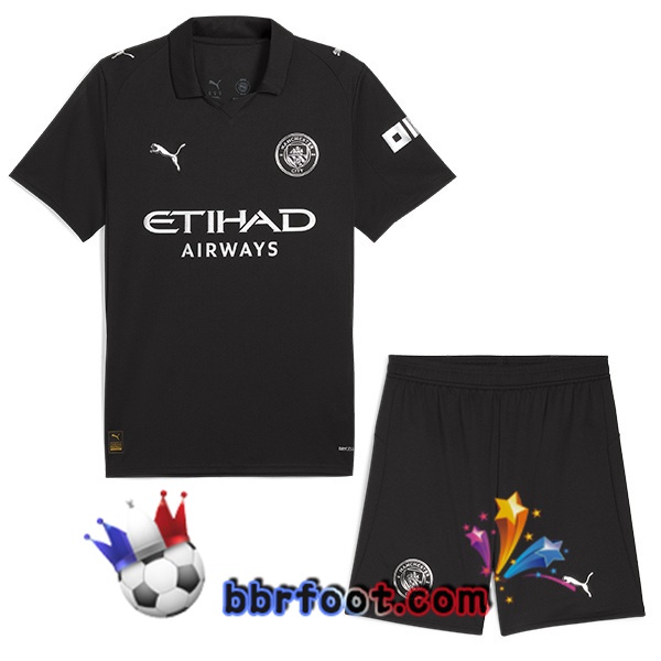 Maillot Foot Manchester City Enfant Exterieur Noir 2025/2026