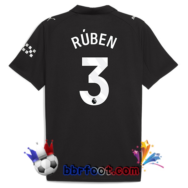 Maillot Foot Manchester City (Ruben Dias 3) Exterieur Noir 2025/2026