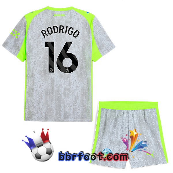 Maillot Foot Manchester City (Rodrigo 16) Enfant Third Gris Vert 2025/2026