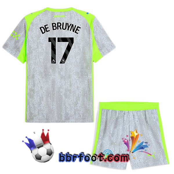 Maillot Foot Manchester City (Kevin De Bruyne 17) Enfant Third Gris Vert 2025/2026